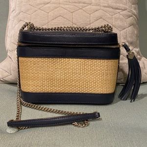 Kate spade straw and leather crossbody